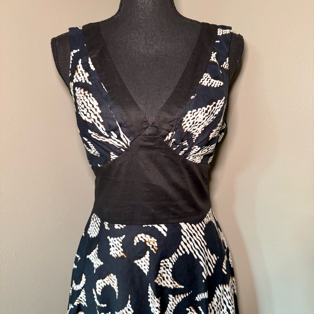 Women's‎ OC by Oleg Cassini Midi Length Dress-Black Print Size 8